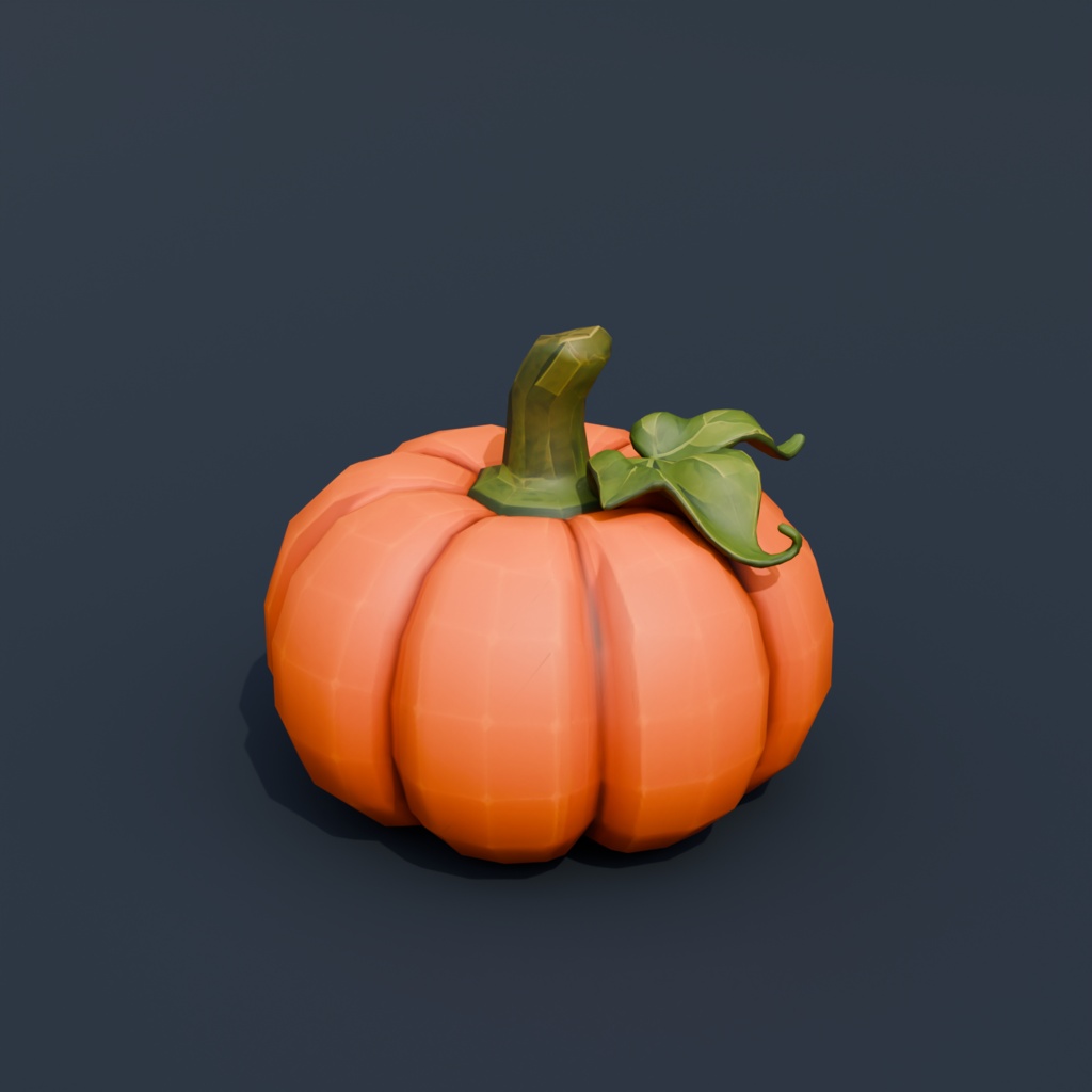 Stylized Low-Poly Classic Orange Pumpkin | Blender | ハロウィン3Dモデル