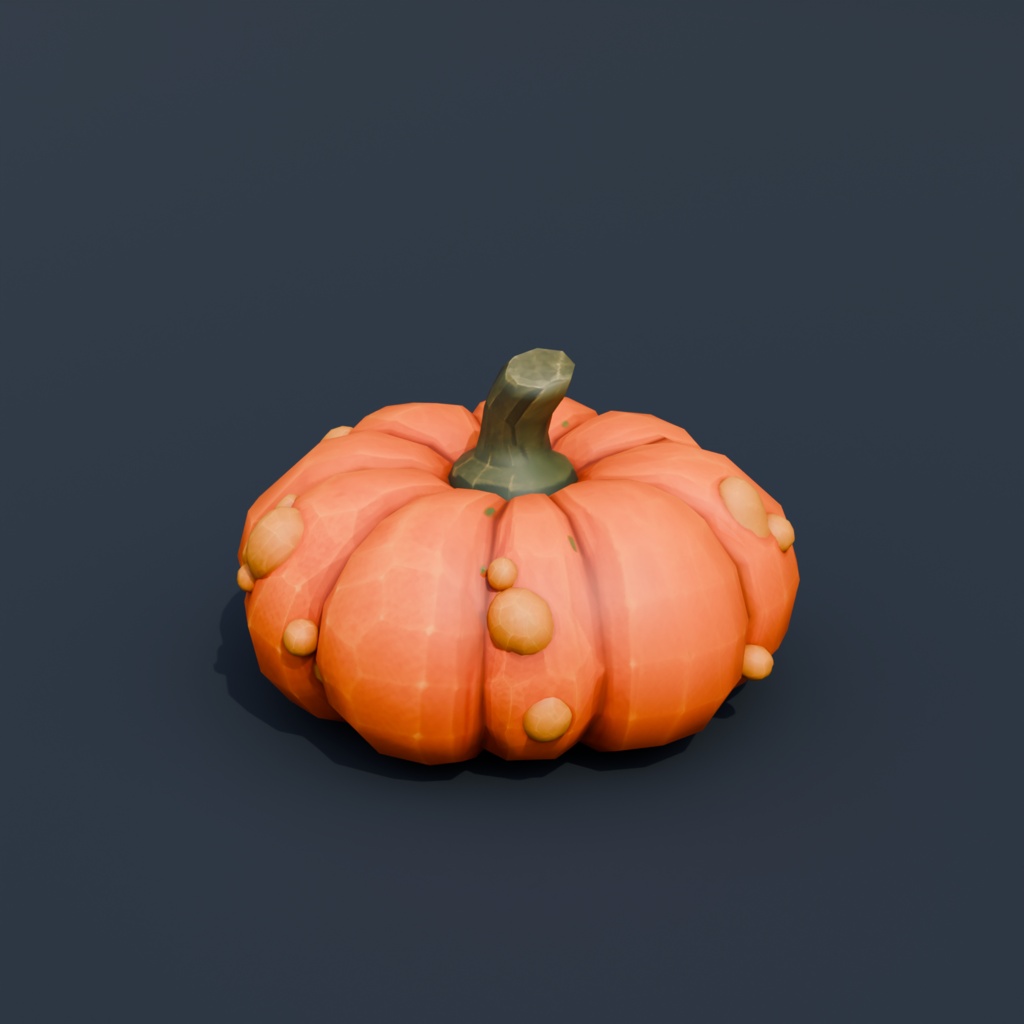Stylized Low-Poly Squat Warty Pumpkin | Blender | ハロウィン3Dモデル