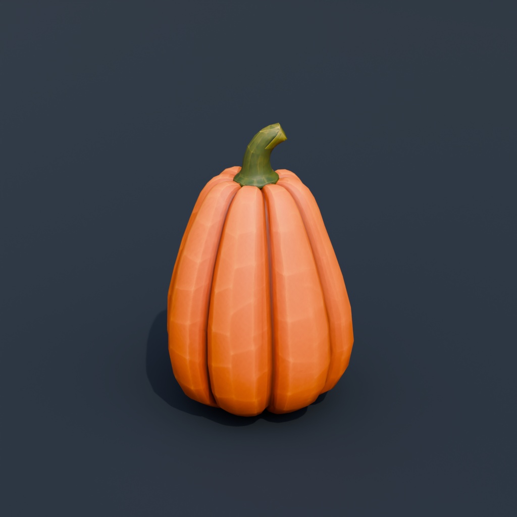 Stylized Low-Poly Tall Ribbed Pumpkin | Blender | ハロウィン3Dモデル
