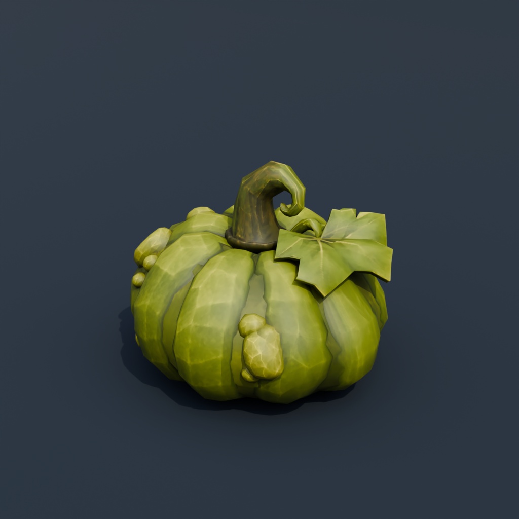 Stylized Low-Poly Green Swamp Pumpkin | Blender | ハロウィン3Dモデル