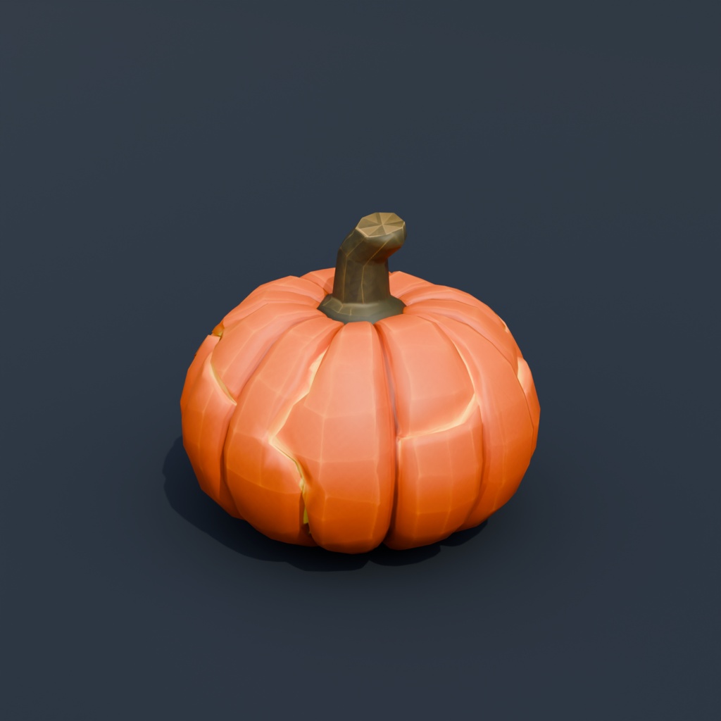 Stylized Low-Poly Cracked Glowing Pumpkin | Blender | ハロウィン3Dモデル
