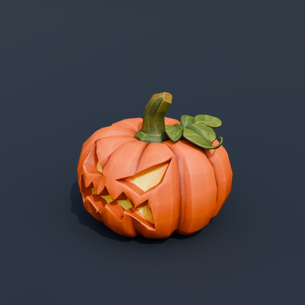 Stylized Low-Poly Angry Jack-o'-Lantern | Blender | ハロウィン3Dモデル