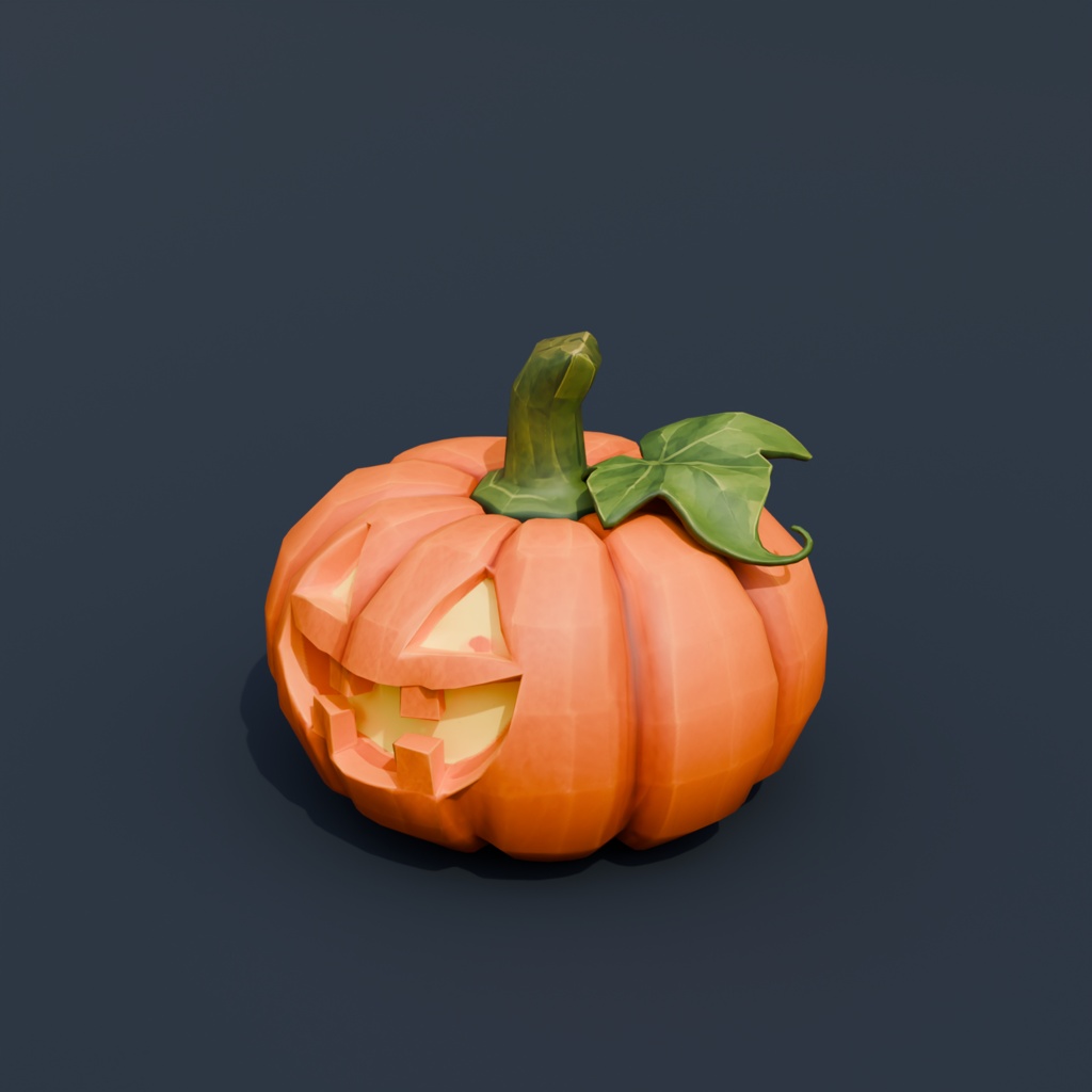 Stylized Low-Poly Happy Jack-o'-Lantern | Blender | ハロウィン3Dモデル