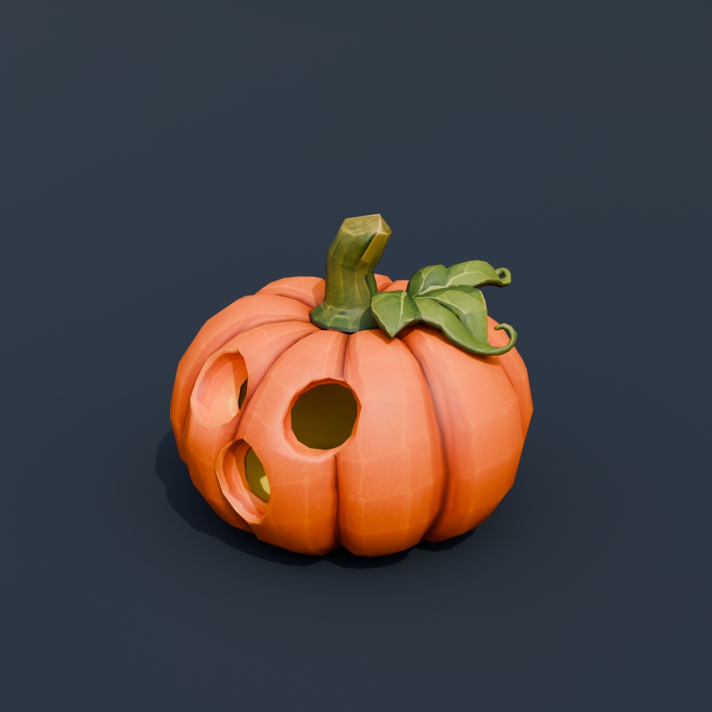 Stylized Low-Poly Surprised Jack-o'-Lantern | Blender | ハロウィン3Dモデル