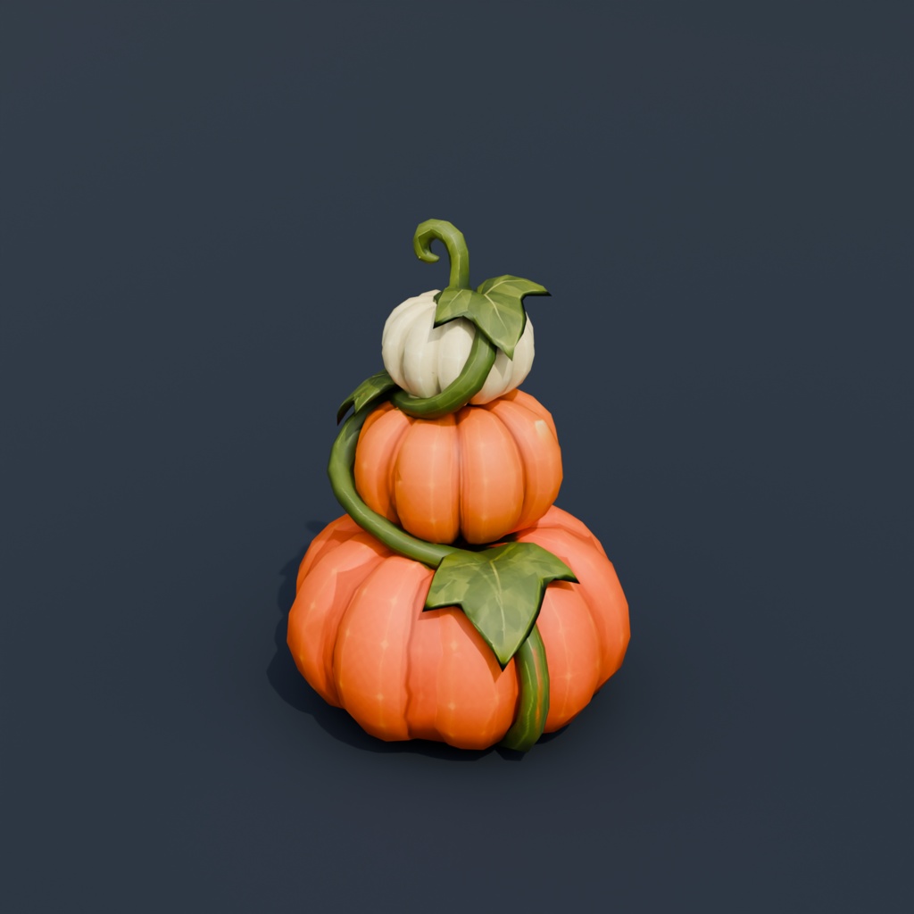 Stylized Low-Poly Stacked Pumpkin Tower | Blender | ハロウィン3Dモデル