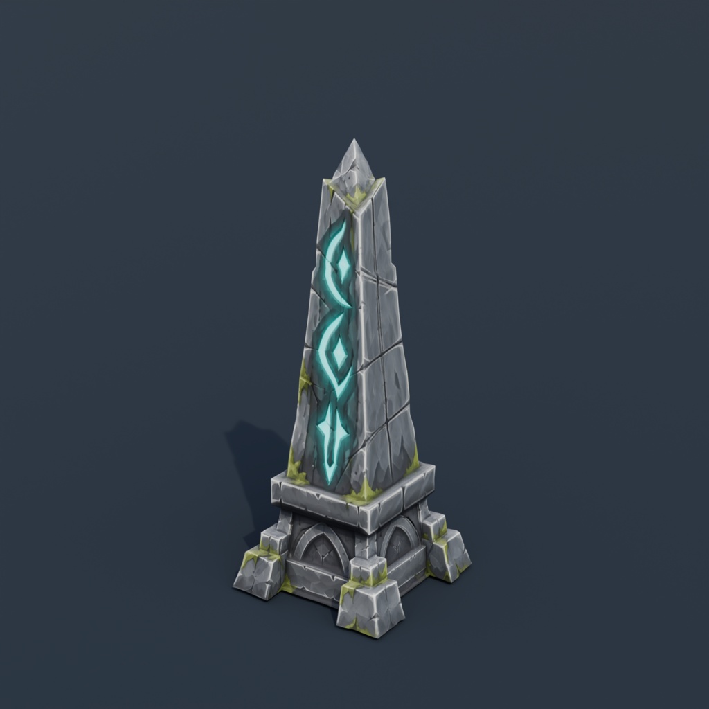 Stylized Low-Poly Runic Obelisk | Blender | ハロウィン3Dモデル