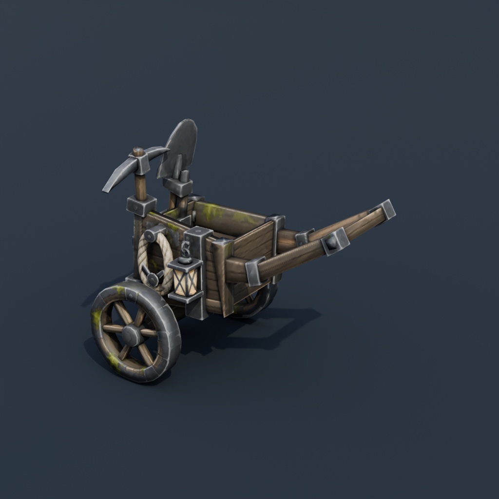 Stylized Low-Poly Gravekeeper Tool Cart | Blender | ハロウィン3Dモデル