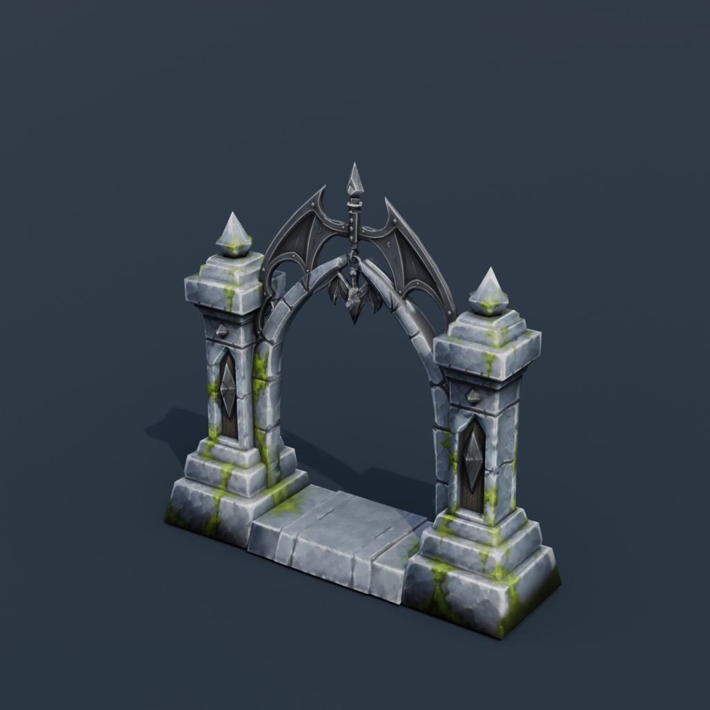 Stylized Low-Poly Bat Archway | Blender | ハロウィン3Dモデル