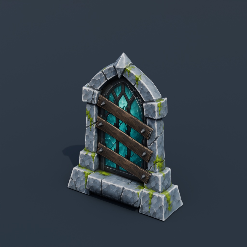 Stylized Low-Poly Boarded Haunted Window | Blender | ハロウィン3Dモデル