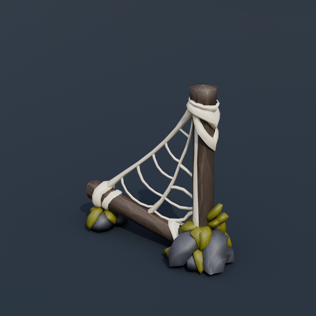Stylized Low-Poly Large Corner Cobweb | Blender | ハロウィン3Dモデル