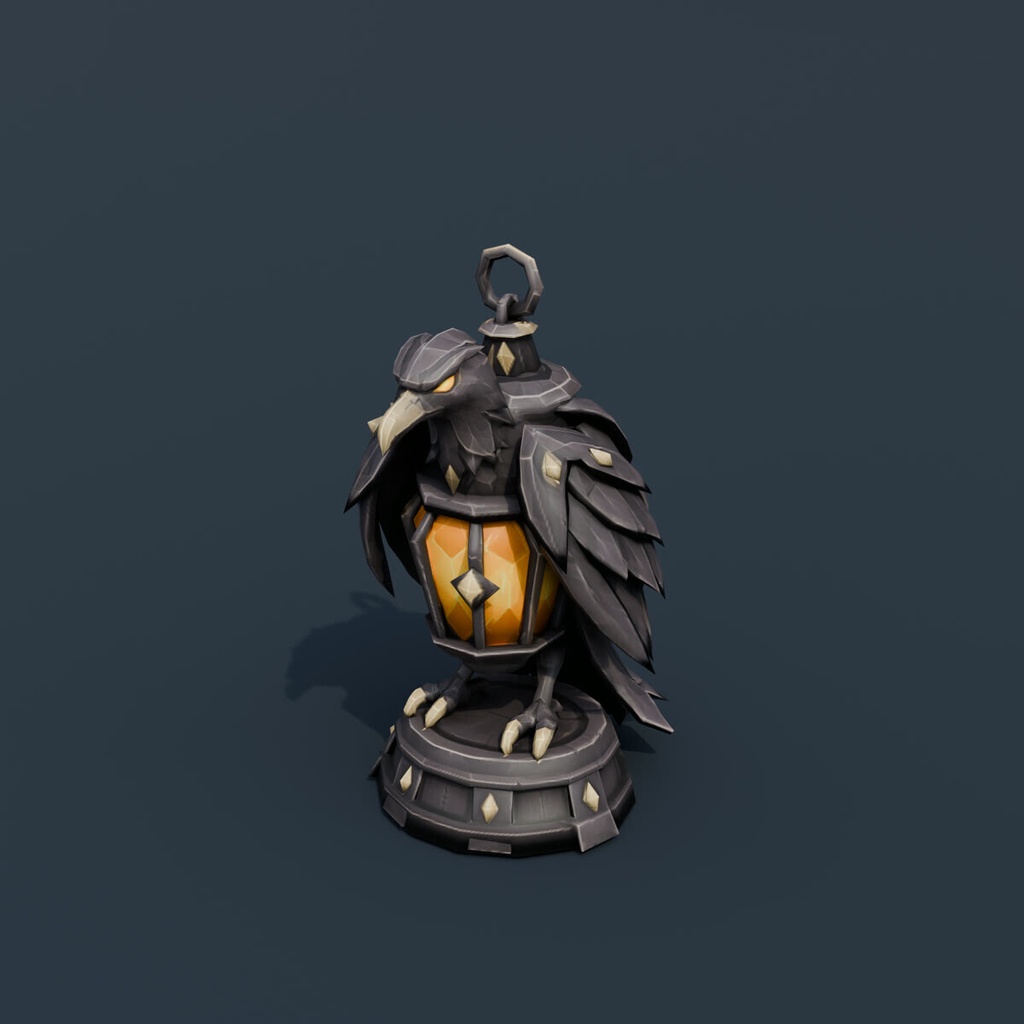 Stylized Low-Poly Raven Lantern | Blender | ハロウィン3Dモデル