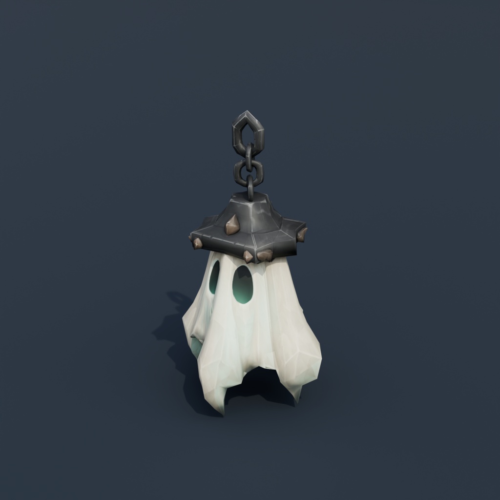 Stylized Low-Poly Ghost Lantern | Blender | ハロウィン3Dモデル