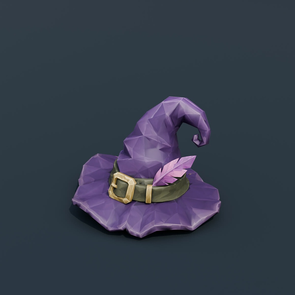 Stylized Low-Poly Witch Hat | Blender | ハロウィン3Dモデル