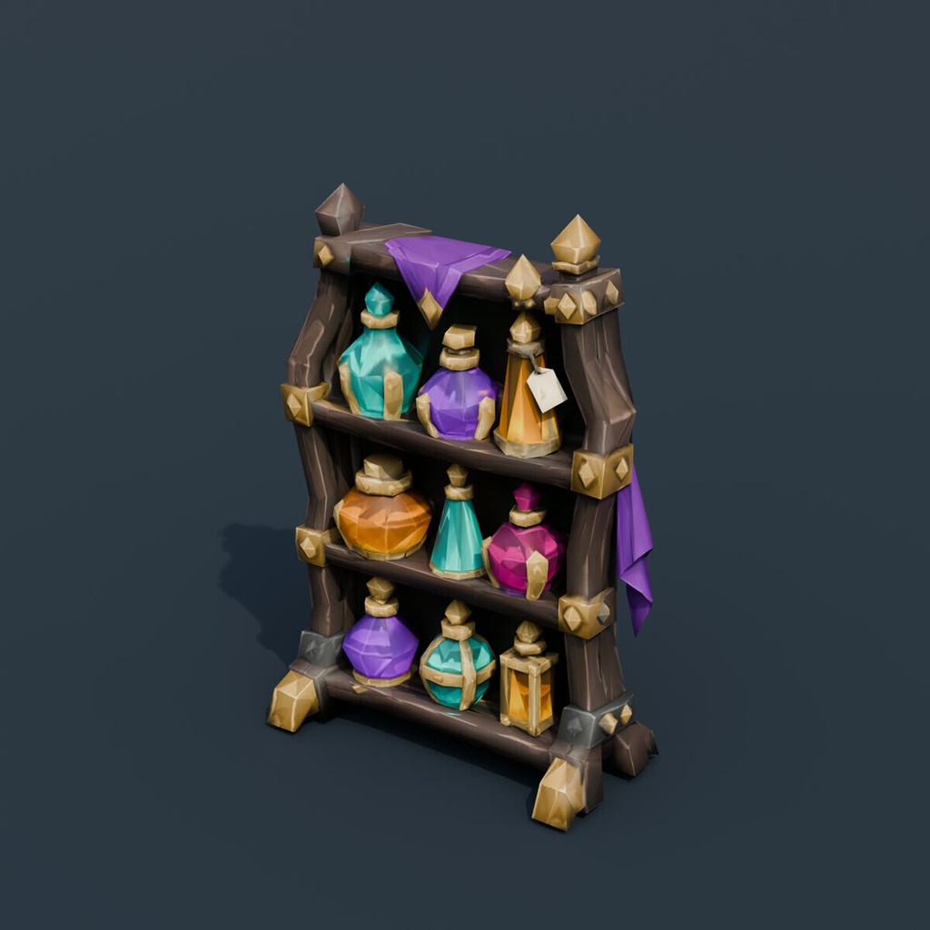 Stylized Low-Poly Witch Potion Distiller | Blender | ハロウィン3Dモデル