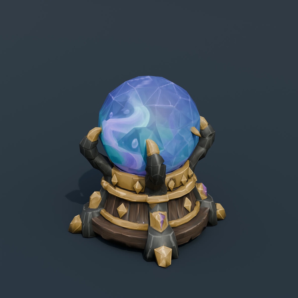 Stylized Low-Poly Crystal Ball | Blender | ハロウィン3Dモデル