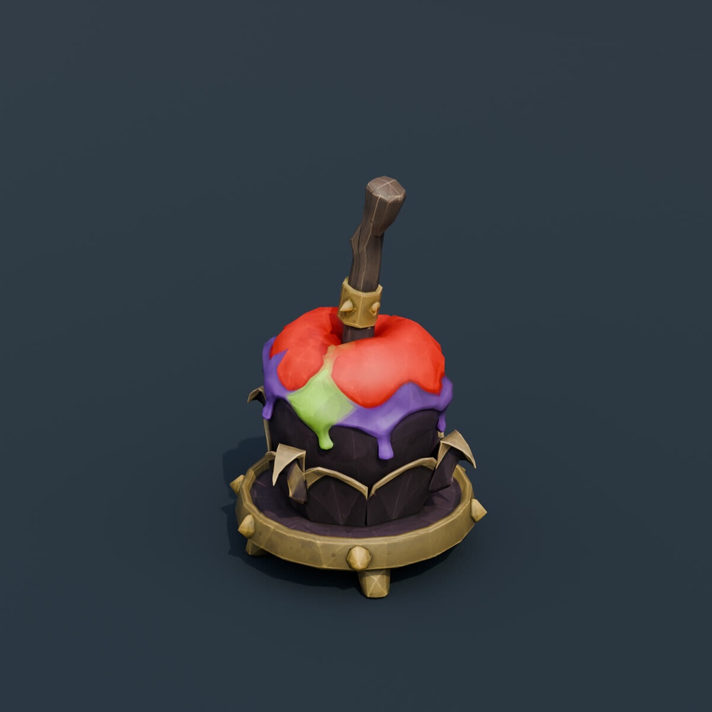 Stylized Low-Poly Poison Caramel Apple | Blender | ハロウィン3Dモデル