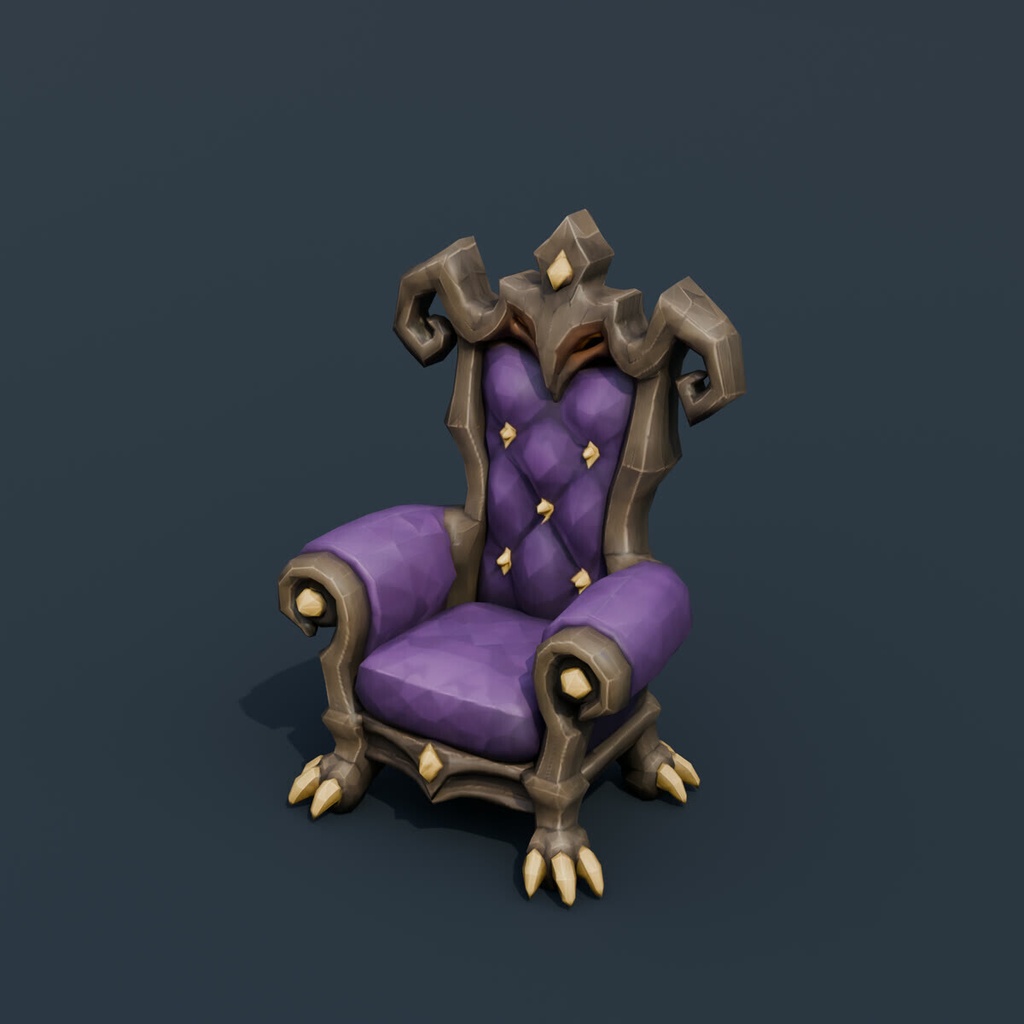 Stylized Low-Poly Possessed Velvet Armchair | Blender | ハロウィン3Dモデル