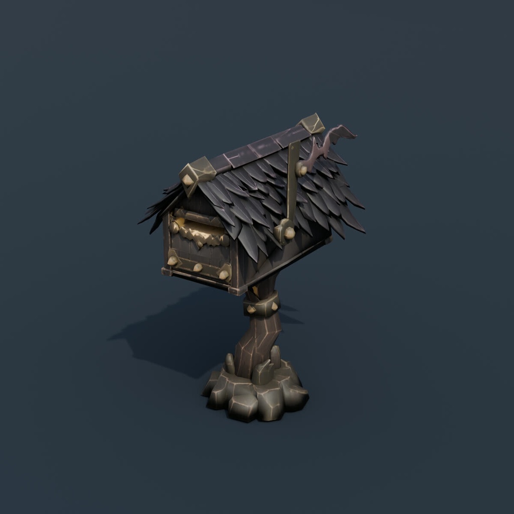 Stylized Low-Poly Gothic Raven Wing Mailbox | Blender | ハロウィン3Dモデル