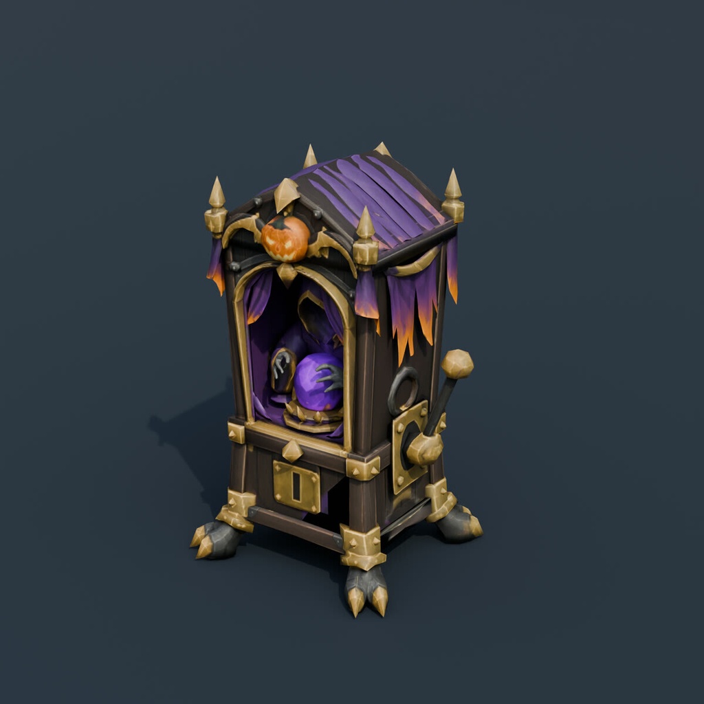 Stylized Low-Poly Fortune Teller Machine | Blender | ハロウィン3Dモデル