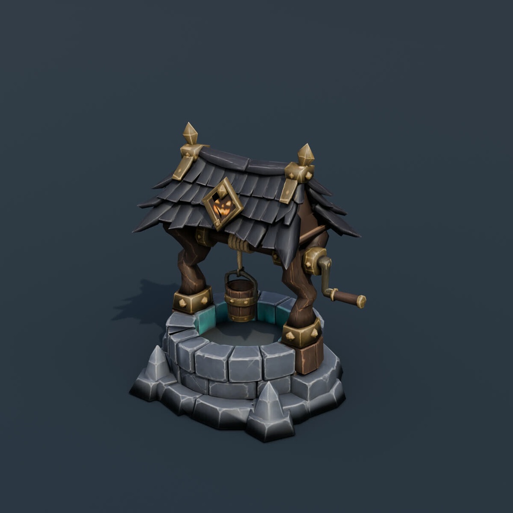 Stylized Low-Poly Haunted Well | Blender | ハロウィン3Dモデル