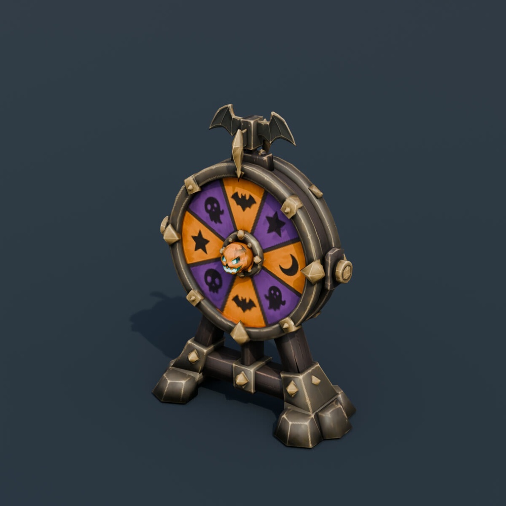 Stylized Low-Poly Pumpkin Prize Wheel | Blender | ハロウィン3Dモデル