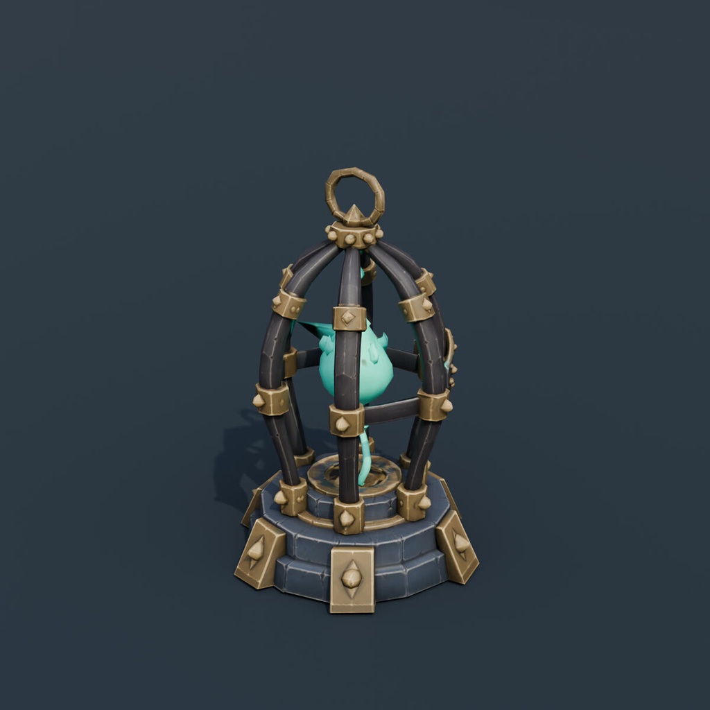 Stylized Low-Poly Soul Cage | Blender | ハロウィン3Dモデル
