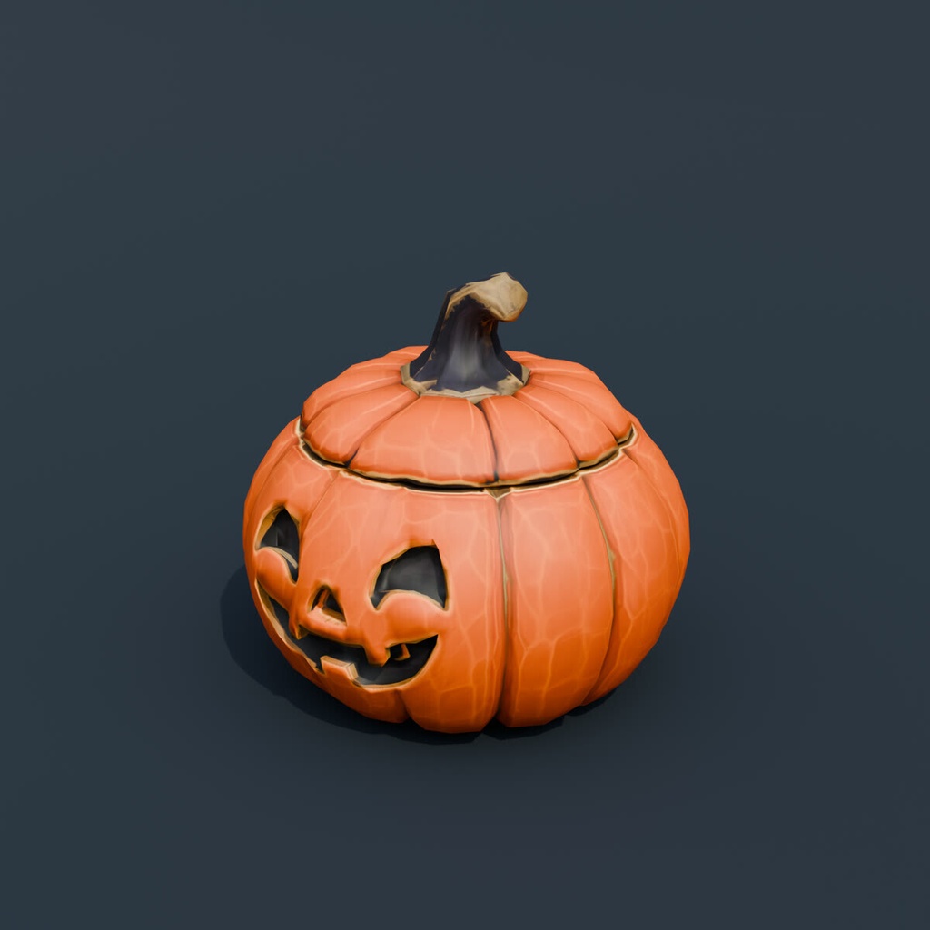 Stylized Low-Poly Pumpkin Cookie Jar | Blender | ハロウィン3Dモデル