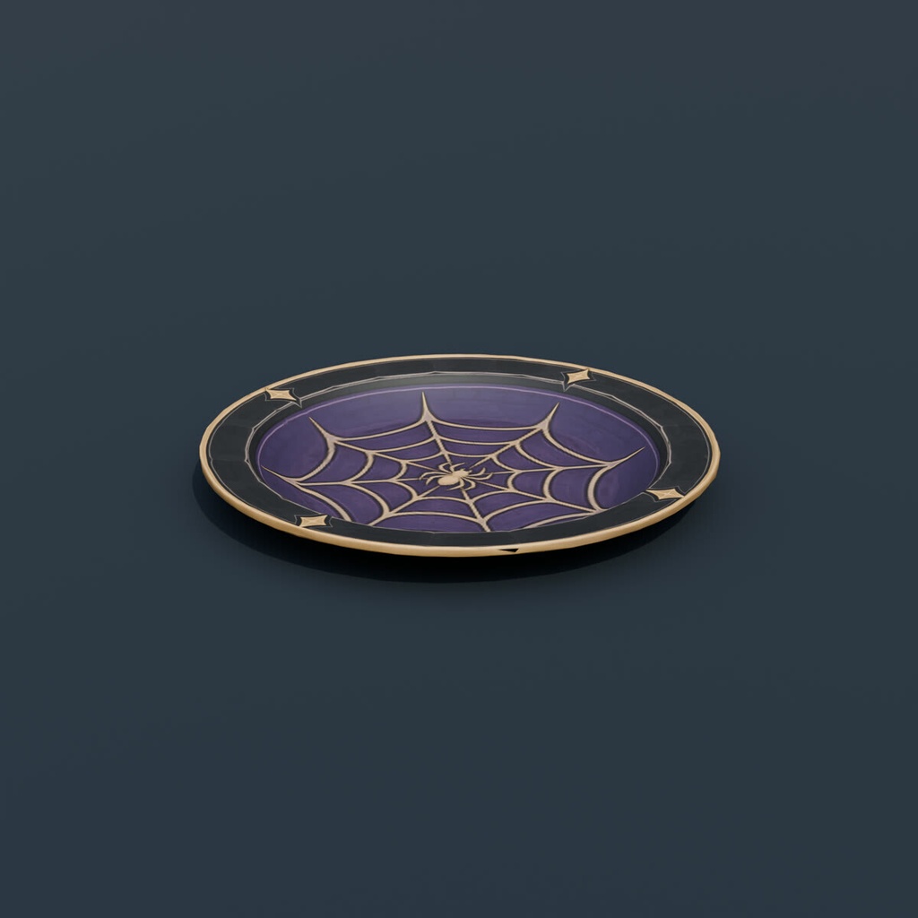 Stylized Low-Poly Spiderweb Dinner Plate | Blender | ハロウィン3Dモデル