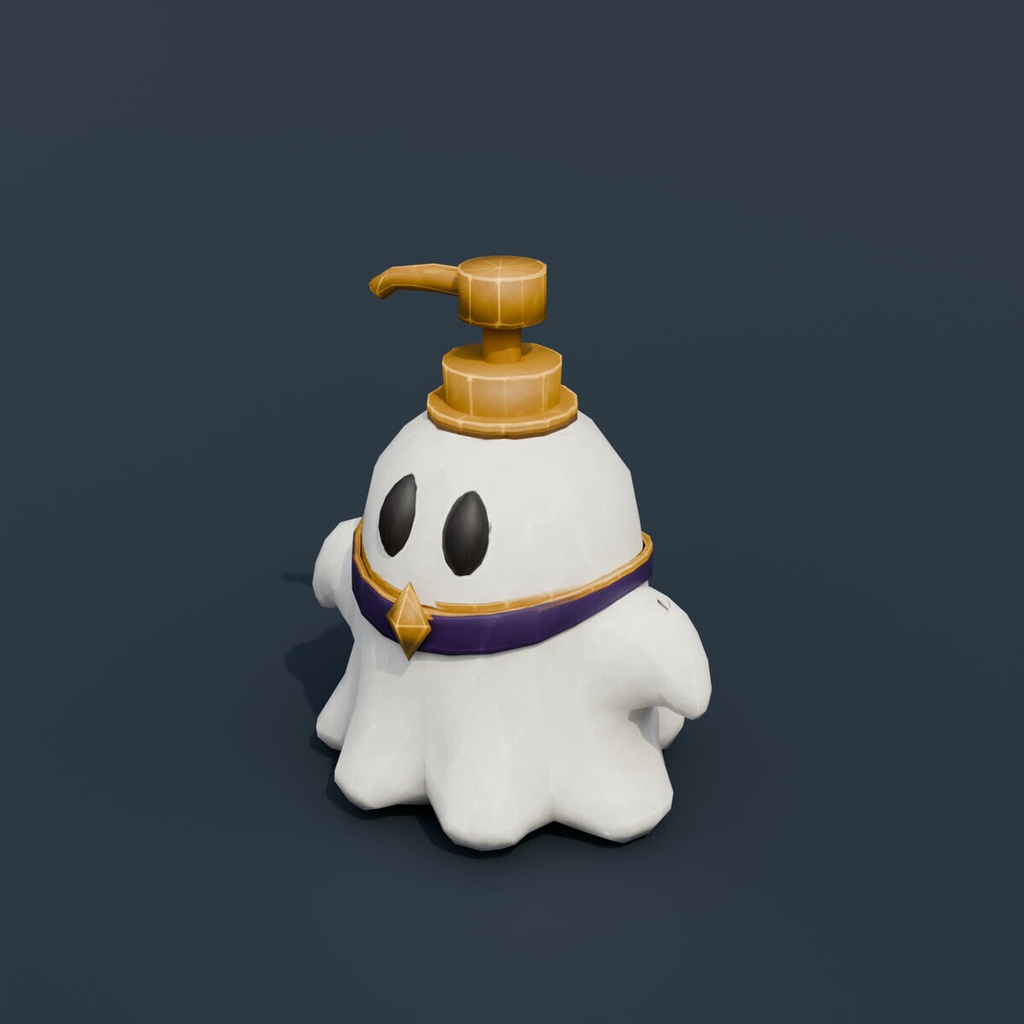 Stylized Low-Poly Ghost Soap Dispenser | Blender | ハロウィン3Dモデル