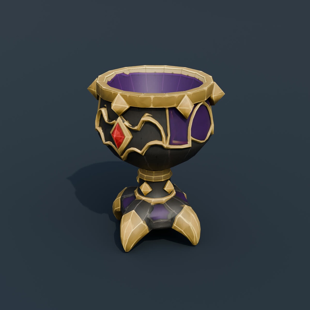 Stylized Low-Poly Vampire Wine Goblet | Blender | ハロウィン3Dモデル