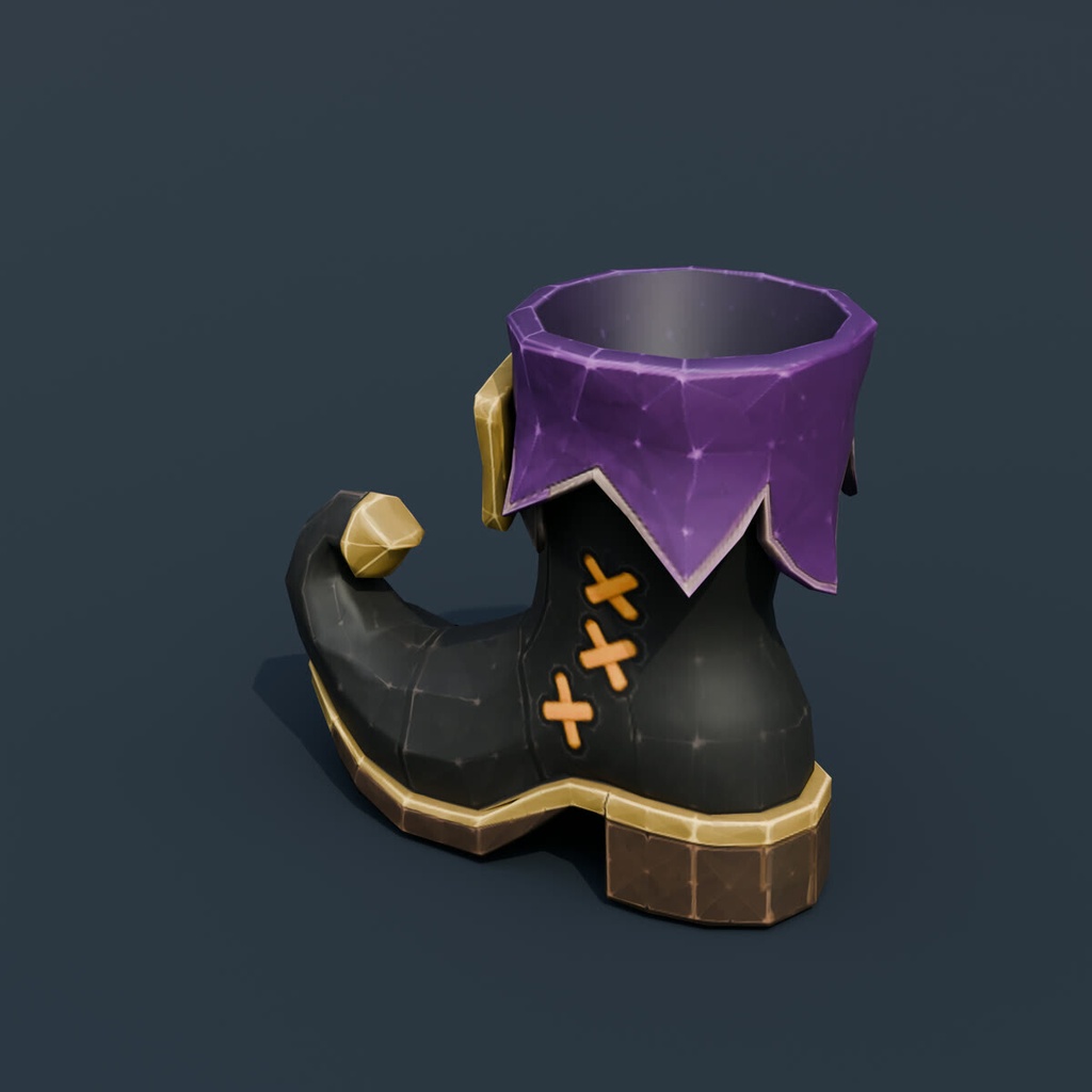 Stylized Low-Poly Crooked Witch Boot | Blender | ハロウィン3Dモデル
