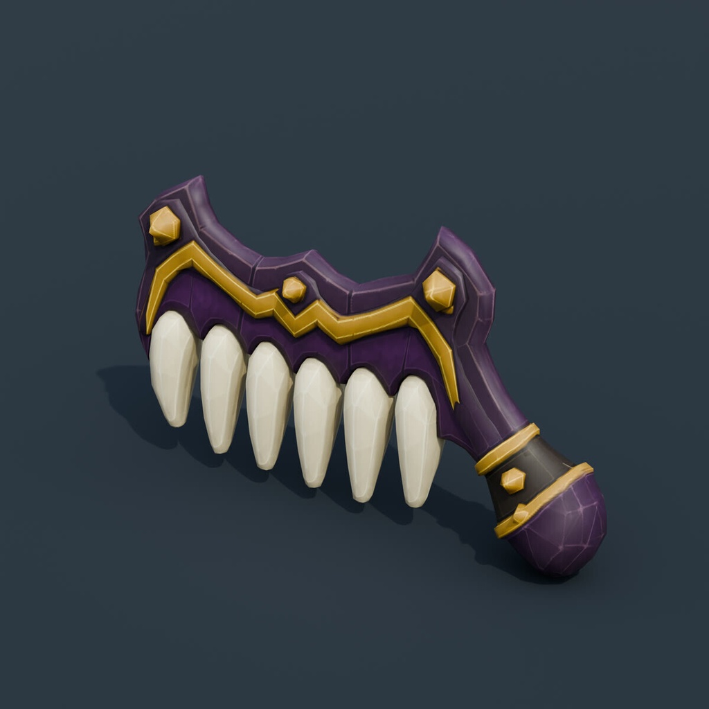 Stylized Low-Poly Monster-Tooth Comb | Blender | ハロウィン3Dモデル