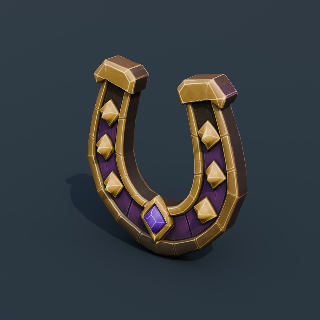 Stylized Low-Poly Protective Horseshoe | Blender | ハロウィン3Dモデル