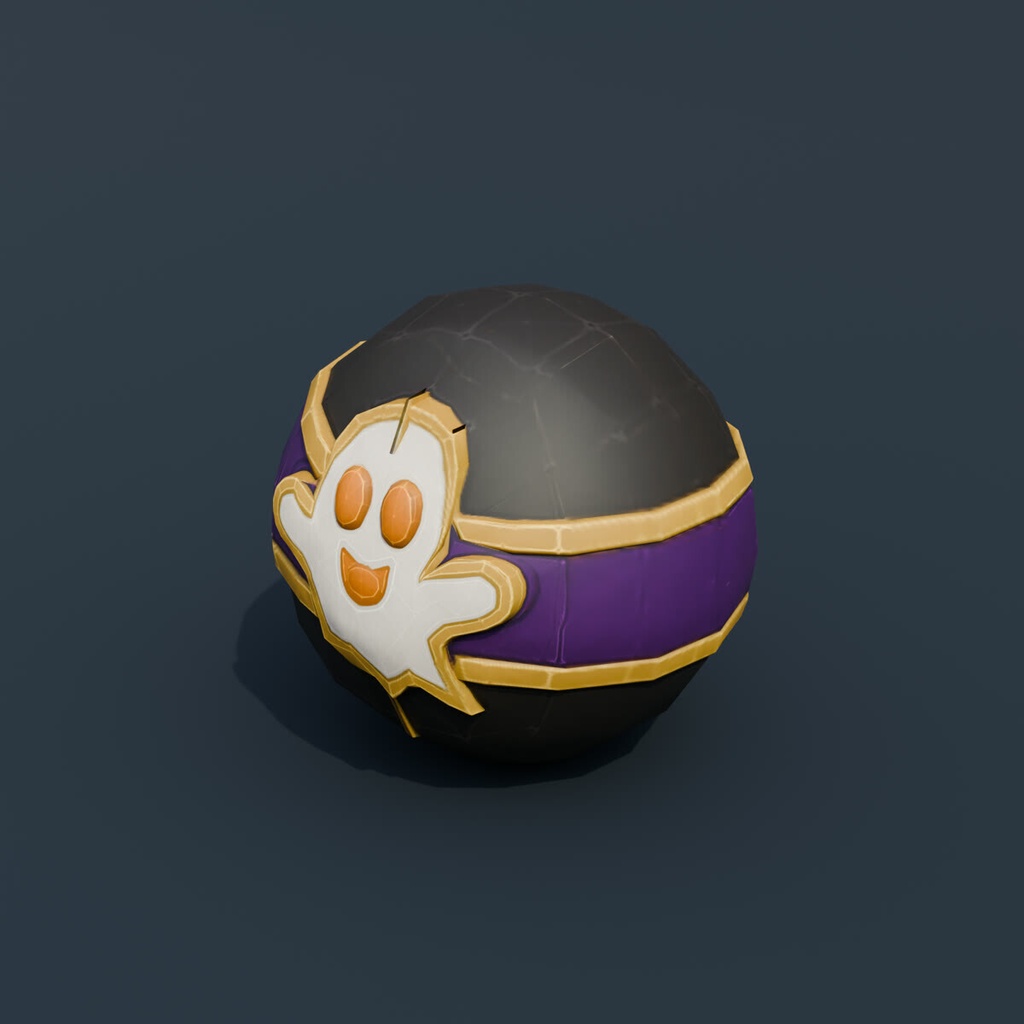 Stylized Low-Poly Ghost-Face Rubber Ball | Blender | ハロウィン3Dモデル