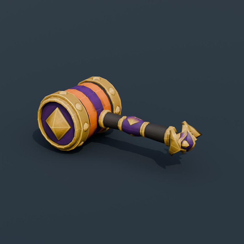 Stylized Low-Poly Striped Carnival Mallet | Blender | ハロウィン3Dモデル