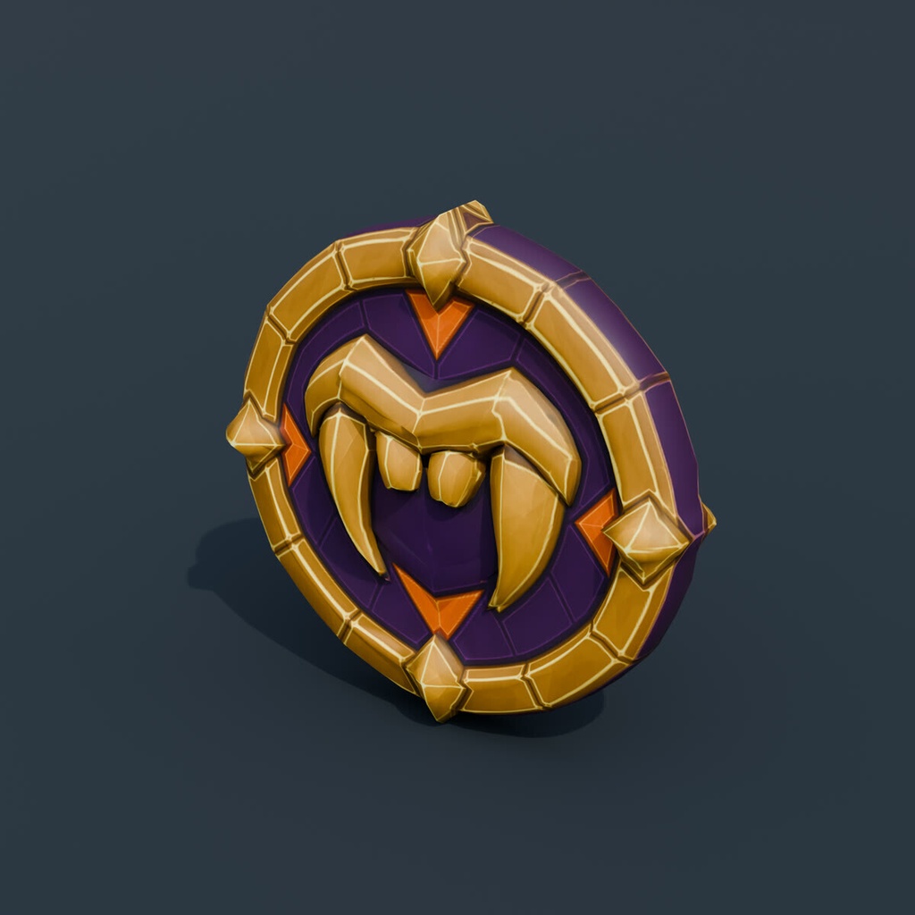 Stylized Low-Poly Vampire Prize Medallion | Blender | ハロウィン3Dモデル