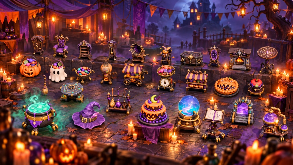 Stylized Halloween Prop Pack Vol. 3 - 30 Game-Ready Models | Blender | ハロウィン3Dモデル