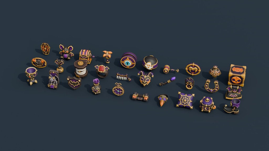 Stylized Halloween Prop Pack Vol. 5 - 30 Game-Ready Models | Blender | ハロウィン3Dモデル