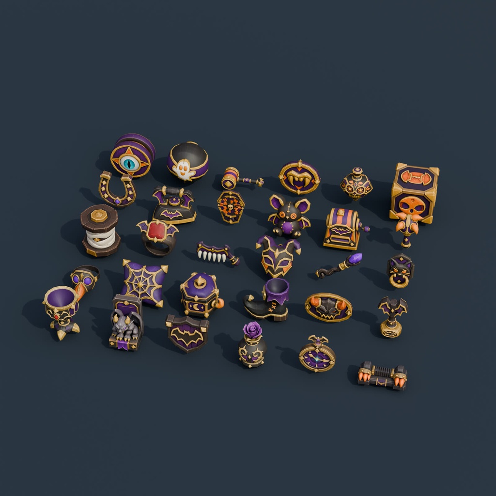 Stylized Halloween Prop Pack Vol. 5 - 30 Game-Ready Models | Blender | ハロウィン3Dモデル