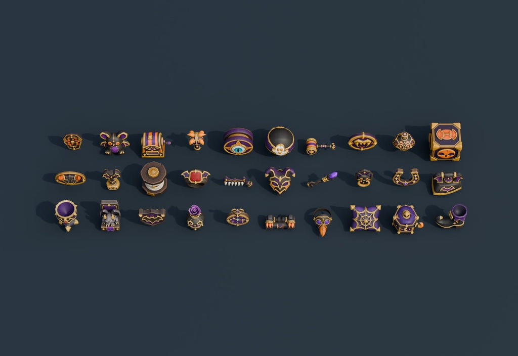 Stylized Halloween Prop Pack Vol. 5 - 30 Game-Ready Models | Blender | ハロウィン3Dモデル