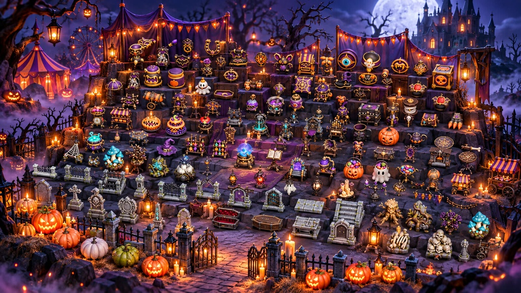 Stylized Halloween Complete Bundle - 150 Game-Ready Props | Blender | ハロウィン3Dモデル