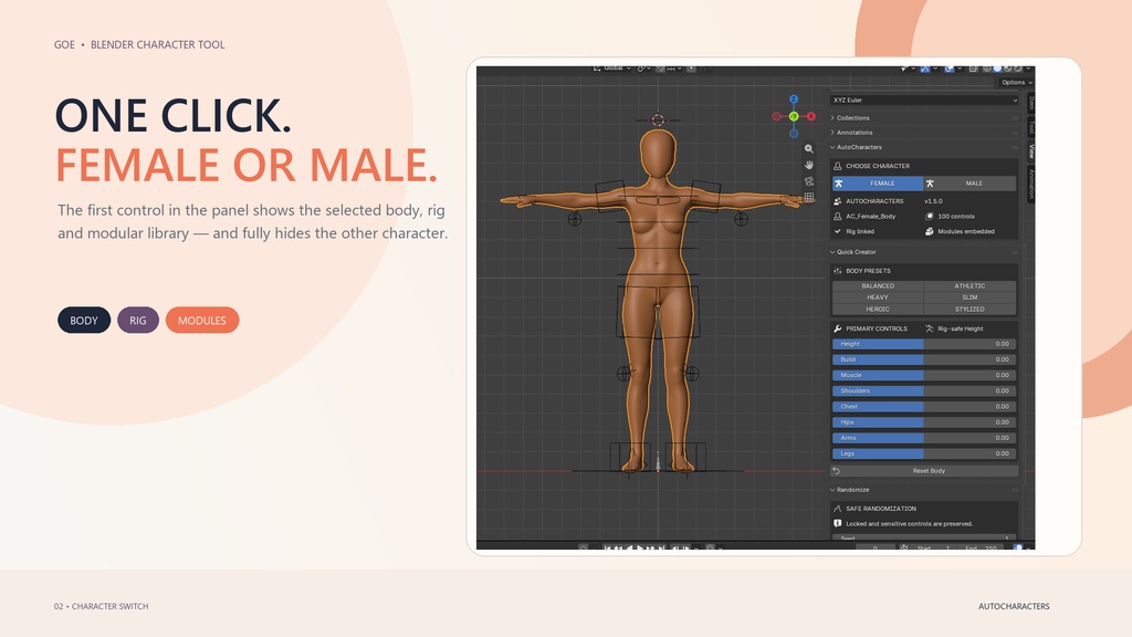 AutoCharacters|Stylized Male & Female Character Creator for Blender