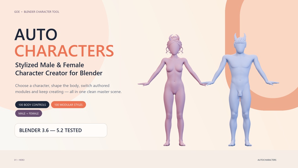 AutoCharacters|Stylized Male & Female Character Creator for Blender