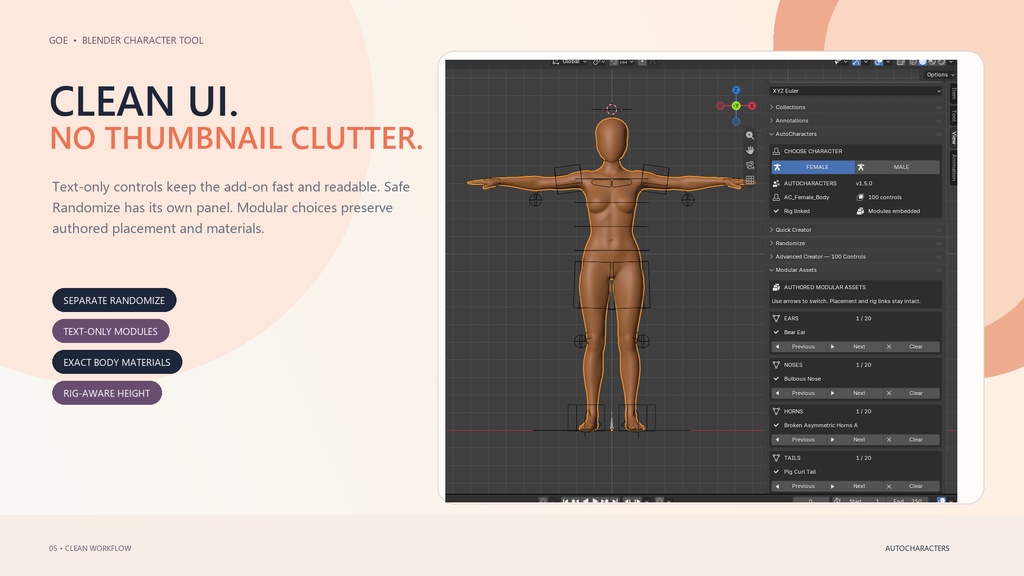 AutoCharacters|Stylized Male & Female Character Creator for Blender