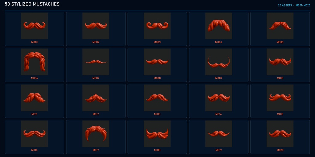 200 Stylized Facial Hair | Beards, Mustaches & Eyebrows | Blender ひげ・眉毛
