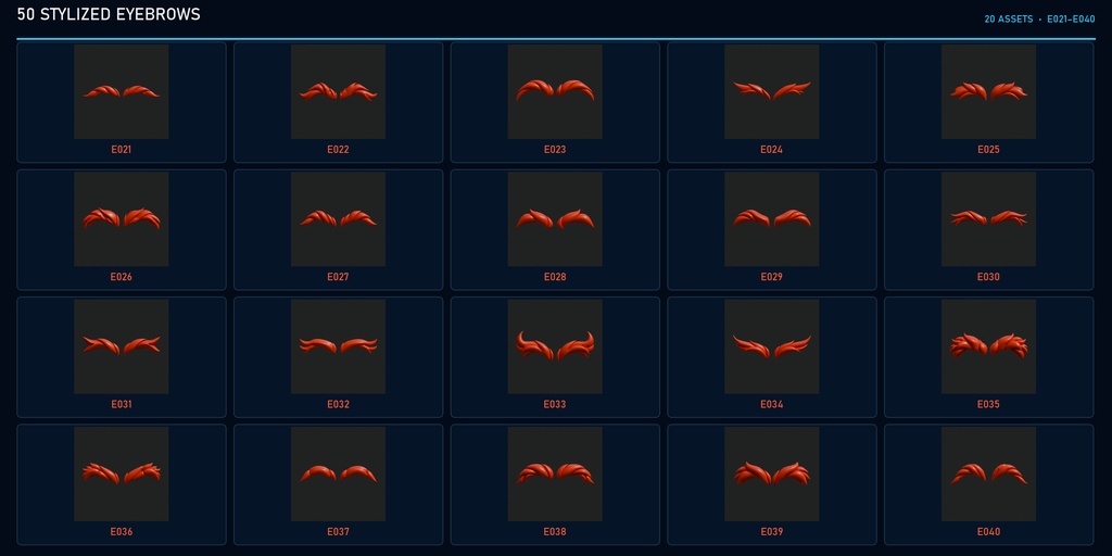 200 Stylized Facial Hair | Beards, Mustaches & Eyebrows | Blender ひげ・眉毛