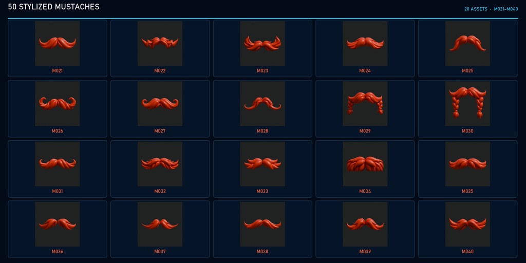 200 Stylized Facial Hair | Beards, Mustaches & Eyebrows | Blender ひげ・眉毛