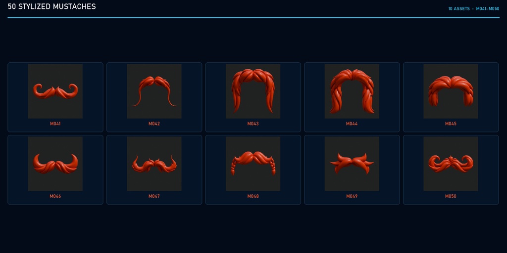 200 Stylized Facial Hair | Beards, Mustaches & Eyebrows | Blender ひげ・眉毛