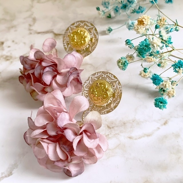 パープルフラワーの2wayイヤリング