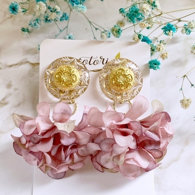 パープルフラワーの2wayイヤリング